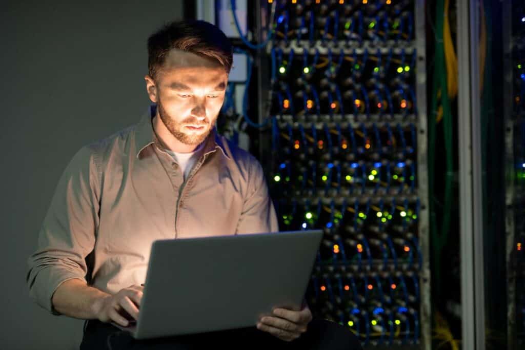 Man managing a server